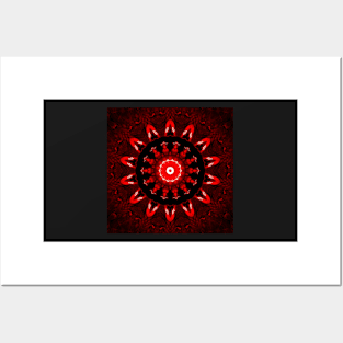 Ominous Red Kaleidoscope pattern (Seamless) 12 Posters and Art